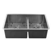 Nantucket Sinks SR3219-OS-16 Pro Series 60/40 Offset Double bowl Undermount Small Radius Kitchen Sink (image 1)