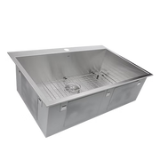 Nantucket Sinks ZR3322-S-16 33" Large Single Bowl Self Rimming Zero Radius Stainless Steel Drop In Kitchen Sink, 1 Hole (image 2)