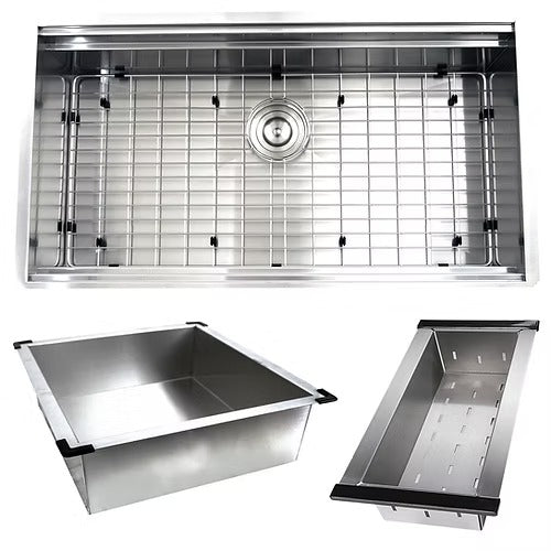 Nantucket Sinks ZR-PS-3620-16 Pro Series Large Prep Station Single Bowl Undermount Kitchen Sink with Compatible Accessories (image 2)