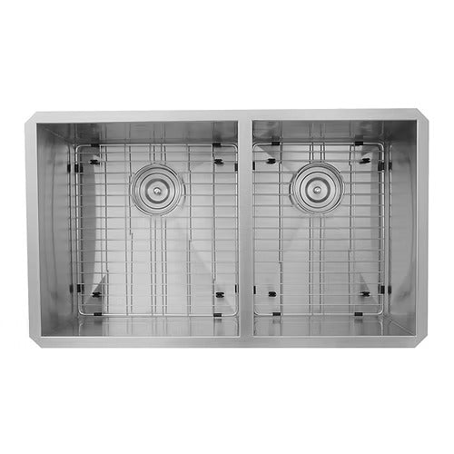 Nantucket Sinks ZR3219-OS-16 32" Pro Series 60/40 Offset Double bowl Undermount Zero Radius Stainless Steel Kitchen Sink