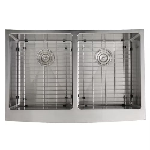 Nantucket Sinks APRON332210-DBL-SR 33" Double Bowl Farmhouse Apron Front Stainless Steel Kitchen Sink (image 2)