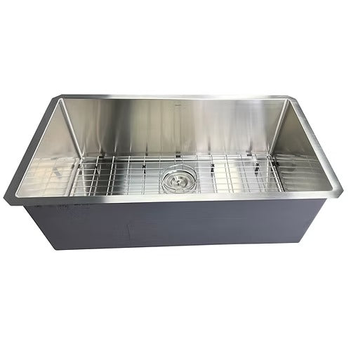 Nantucket Sinks SR3219-16 32" pro series large rectangle single bowl undermount small radius stainless steel kitchen sink (image 2)