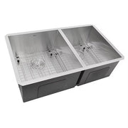 Nantucket Sinks ZR3219-OS-16 32" Pro Series 60/40 Offset Double bowl Undermount Zero Radius Stainless Steel Kitchen Sink (image 2)