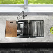 Nantucket Sinks SR-PS-4220-16 Small radius 42inch pro series large prep station single bowl undermount stainless steel kitchen sink with compatible accessories (image 3)