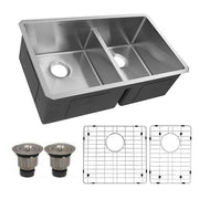 Nantucket Sinks SR3219-OS-16 Pro Series 60/40 Offset Double bowl Undermount Small Radius Kitchen Sink (image 3)