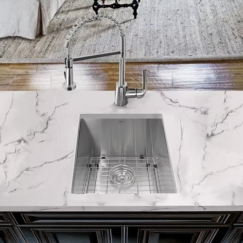 Nantucket Sinks ZR1815 15" Pro Series Rectangle Undermount Zero Radius Stainless Steel Bar/Prep Sink (image 3)