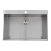 Nantucket Sinks ZR3322-S-16 33" Large Single Bowl Self Rimming Zero Radius Stainless Steel Drop In Kitchen Sink, 1 Hole (image 3)