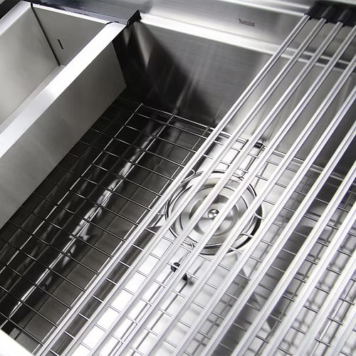 Nantucket Sinks ZR-PS-3220-16 32" Pro Series Large Prep Station Single Bowl Undermount Stainless Steel Kitchen Sink Set (image 3)