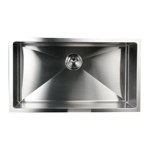 Nantucket Sinks SR3218-16 32" Pro Series Large Single Bowl Undermount Small Radius Stainless Steel Kitchen Sink (image 3)