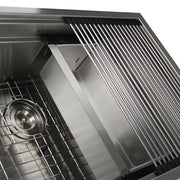 Nantucket Sinks ZR-PS-3220-16 32" Pro Series Large Prep Station Single Bowl Undermount Stainless Steel Kitchen Sink Set (image 5)