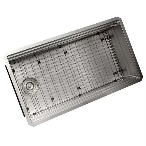 Nantucket Sinks SR-PS-3220-OSD Small radius pro series prep station single bowl undermount stainless steel kitchen sink with compatible accessories (image 4)