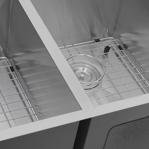 Nantucket Sinks ZR3219-OS-16 32" Pro Series 60/40 Offset Double bowl Undermount Zero Radius Stainless Steel Kitchen Sink