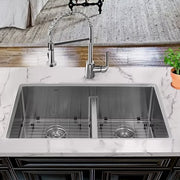 Nantucket Sinks SR3219-OS-16 Pro Series 60/40 Offset Double bowl Undermount Small Radius Kitchen Sink (image 4)