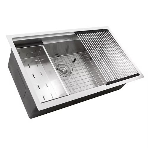 Nantucket Sinks SR-PS-3620-16 Pro Series Large Prep Station Single Bowl Undermount Kitchen Sink with Compatible Accessories