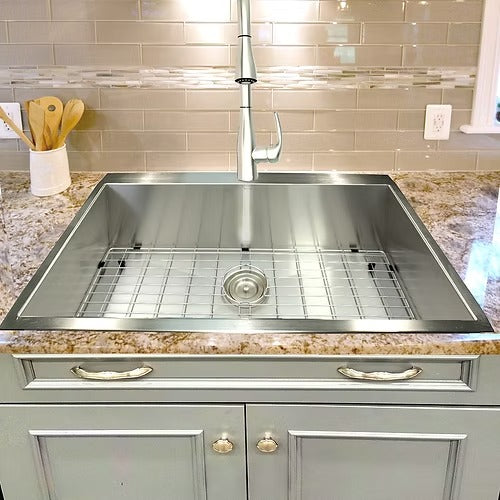 Nantucket Sinks ZR3322-S-16 33" Large Single Bowl Self Rimming Zero Radius Stainless Steel Drop In Kitchen Sink, 1 Hole (image 5)