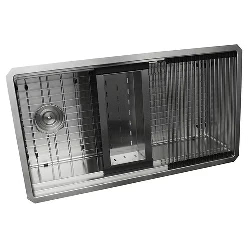 Nantucket Sinks SR-PS-3220-OSD Small radius pro series prep station single bowl undermount stainless steel kitchen sink with compatible accessories