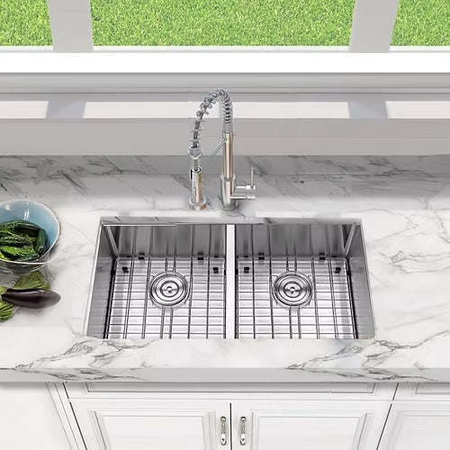 Nantucket Sinks SR3219-DE-16 Double equal small radius undermount stainless sink