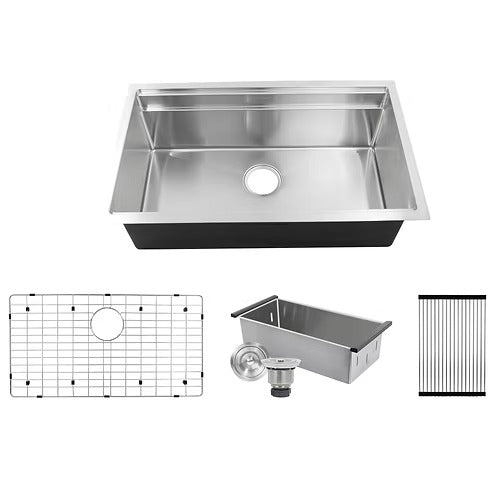 Nantucket SR-PS-3220-16 - 32" Small Radius Undermount Kitchen Sink Stainless Steel