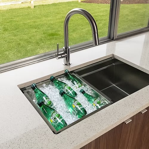 Nantucket Sinks ZR-PS-3620-16 Pro Series Large Prep Station Single Bowl Undermount Kitchen Sink with Compatible Accessories