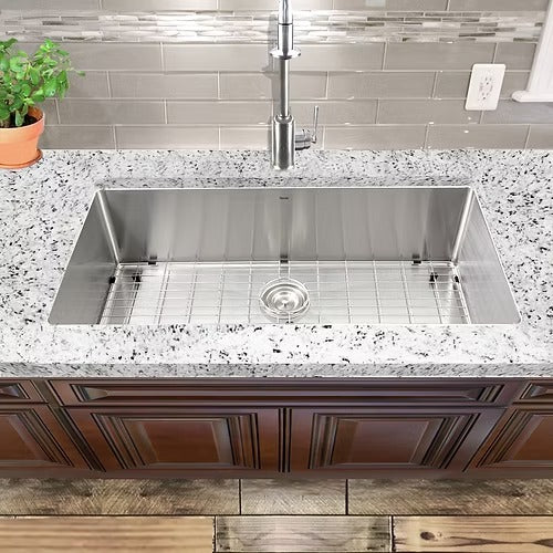 Nantucket Sinks SR3618-16 36" Pro Series Oversized Single Bowl Undermount Small Radius Stainless Steel Kitchen Sink