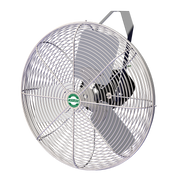J&D 20" Stainless-Steel Basket Fan, front view of the polished stainless guard