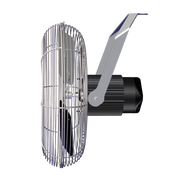 J&D Stainless-Steel Basket Fan, side view on its stainless mounting bracket