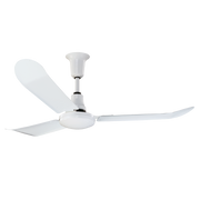 J&D 60" white indoor/outdoor ceiling fan with curved steel blades and downrod