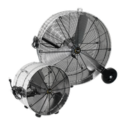 J&D Diamond Brite portable drum fans, a 20" and a 30" model side by side
