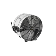 J&D Diamond Brite 20" drum fan with textured aluminum drum and carrying handle