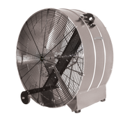 J&D Galvanized 48" belt-drive drum fan with 10" wheels and rubber feet