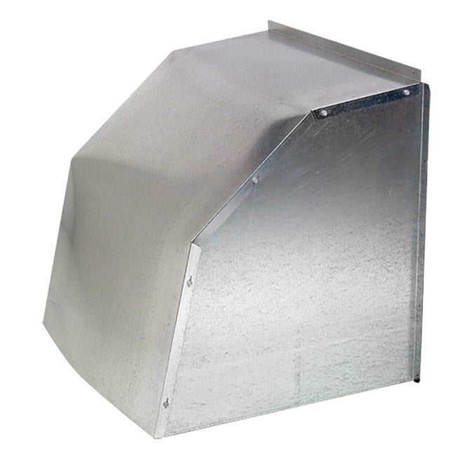 J&D galvanized weather hood, front three-quarter view