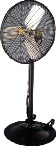 J&D Heavy-Duty Industrial pedestal fan, full height view of the stand and base