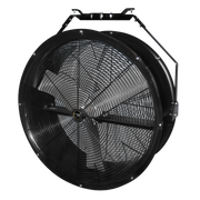 J&D Poly Chiller black polyethylene circulation fan hanging from its multi-position bracket