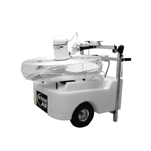 J&D Portable Cooling Unit folded down on its cart for transport