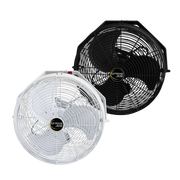 J&D POW indoor/outdoor 18" fans in white and black on tilt-and-swivel brackets