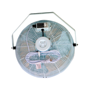 J&D POW indoor/outdoor fan, rear view of the motor, bracket and cord