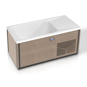 KPlunge CP-CH6732N Iroquois all-in-one cold plunge in chestnut, three-quarter view
