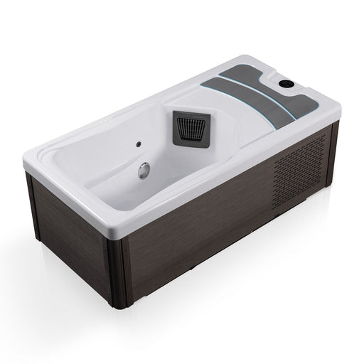 KPlunge CP-CH7939WH Borealis all-in-one cold plunge in white, three-quarter view