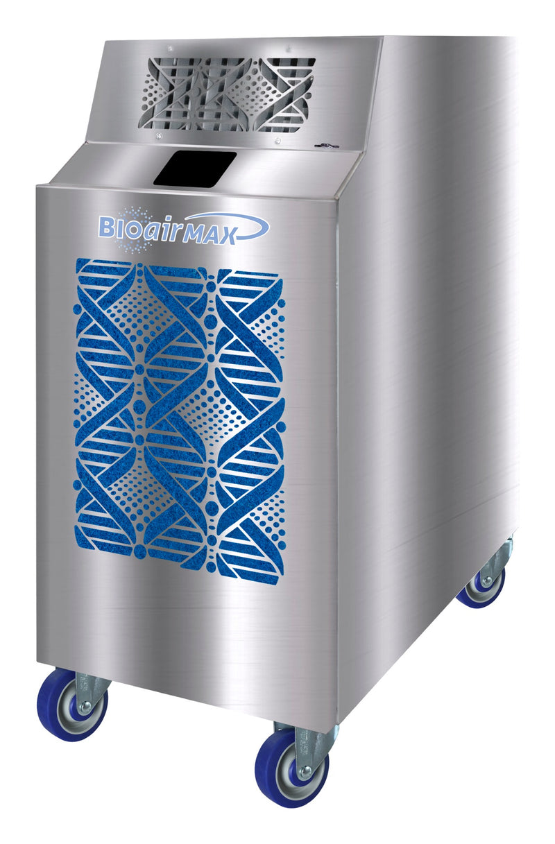 KwiKool BioAir Max stainless air scrubber, front three-quarter view