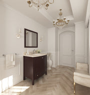 Laviva 3130709-32B-JG Estella 32" Brown vanity with Jerusalem Gold marble top, wide room view in a bathroom