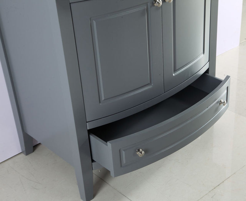 Laviva 3130709-32G-WC Estella 32" Grey vanity with White Carrara marble top, open drawer close-up