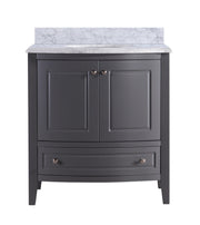 Laviva 3130709-32G-WC Estella 32" Grey vanity with White Carrara marble top, front view on a white background