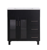 Laviva 31321529-32E-CB Nova 32" Espresso vanity with White ceramic top, front view on a white background