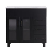Laviva 31321529-36E-CB Nova 36" Espresso vanity with White ceramic top, front view on a white background
