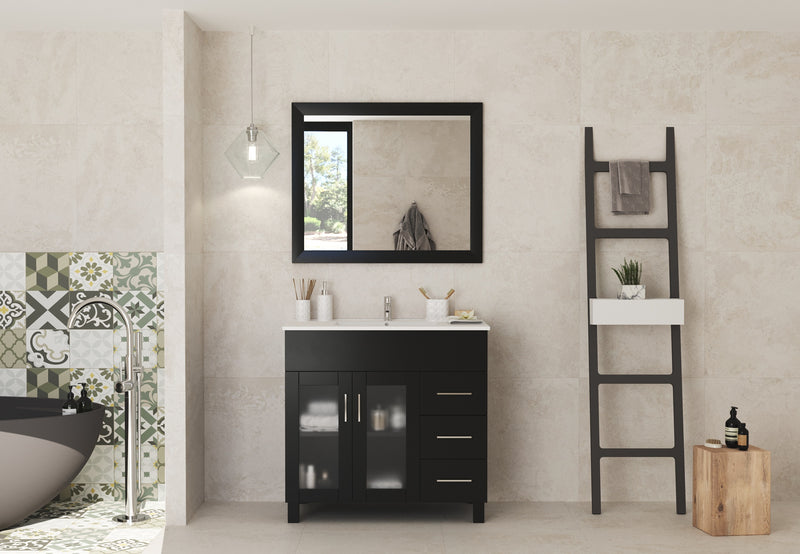 Laviva 31321529-36E-CB Nova 36" Espresso vanity with White ceramic top, installed in a bathroom