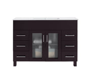 Laviva 31321529-48B-CB Nova 48" Brown vanity with White ceramic top, front view on a white background