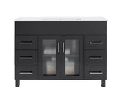 Laviva 31321529-48E-CB Nova 48" Espresso vanity with White ceramic top, front view on a white background