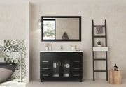 Laviva 31321529-48E-CB Nova 48" Espresso vanity with White ceramic top, front view in a bathroom under a mirror