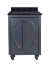 Laviva 313613-24G-BW Odyssey 24" Maple Grey vanity with Black Wood marble top, front view on a white background