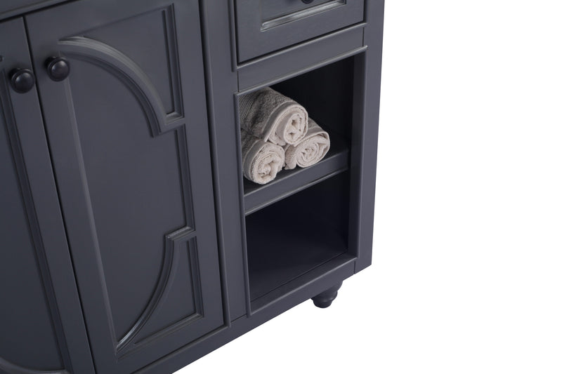 Laviva 313613-36G Odyssey 36" Maple Grey vanity cabinet, cabinet interior close-up